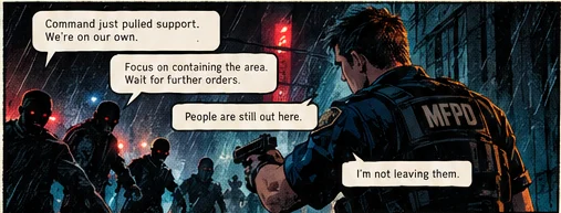 Command pulls support. Cole refuses to leave the people still out there.